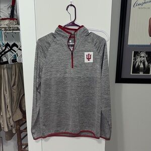 Colosseum Gray and Red Indiana University Pullover